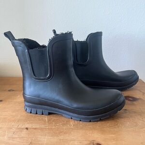 Eddie Bauer Faux Fur Lined Victoria Black Rain Boots Sz 8